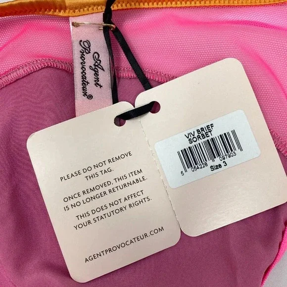 Agent Provocateur Viv Sorbet Pink 34B/3 Silk Set NWT